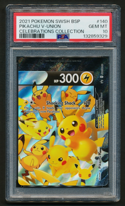 Pikachu V-Union SWSH 140 Black Star Promo Pokemon 2021 Celebrations PSA 10 GEM - Image 1