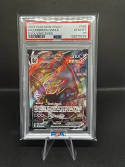 2021 POKEMON SWORD & SHIELD EVOLVING SKIES #095 FULL ART/UMBREON VMAX PSA 10 - Image 1