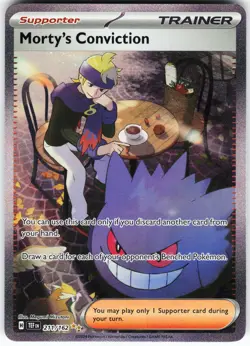 Morty's Conviction - 211/162 Pokemon SV05: Temporal Forces Holo SIR NM - Image 1