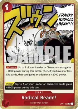 RADICAL BEAM!! OP01-029 UC UNCOMMON ROMANCE DAWN ONE PIECE (JOLLY ROGER FOIL NM) - Image 1
