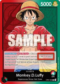 MONKEY D LUFFY OP01-003 ROMANCE DAWN ONE PIECE CARD GAME (PRE-ERRATA, NM) - Image 1