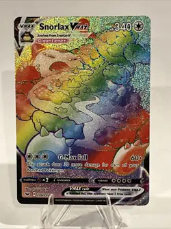Pokemon TCG Snorlax VMAX Holo Secret Rare Card Sword & Shield 206/202 - Image 1