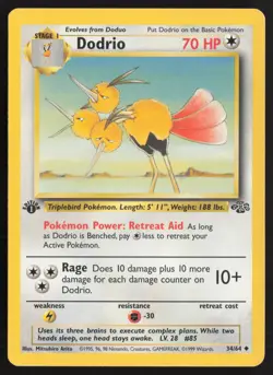 Pokemon TCG | Dodrio 34/64 | Uncommon | Jungle | 1st Edition Lightly Played - Image 2