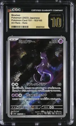 CGC 10 Pristine ✨ Mewtwo 183/165 Holo AR 151 sv2a Pokemon Card Japanese 🌆 - Image 1