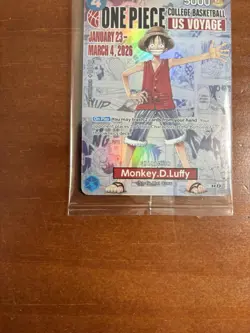 One Piece Monkey.D.Luffy US Voyage College Basketball Promo Card *SEALED* - Image 2