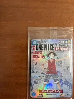 One Piece Monkey.D.Luffy US Voyage College Basketball Promo Card *SEALED* - Image 5