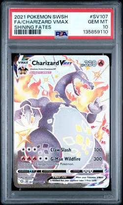 2021 POKEMON SWORD & SHIELD SHINING FATES #SV107 FULL ART/CHARIZARD VMAX PSA 10 - Image 1
