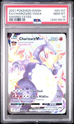 2021 POKEMON SWORD & SHIELD SHINING FATES #SV107 FULL ART/CHARIZARD VMAX PSA 10 - Image 1