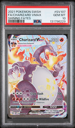 2021 POKEMON SWORD & SHIELD SHINING FATES #SV107 FULL ART/CHARIZARD VMAX PSA 10 - Image 3