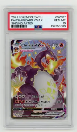 2021 POKEMON SWORD & SHIELD SHINING FATES #SV107 FULL ART/CHARIZARD VMAX PSA 10 - Image 1