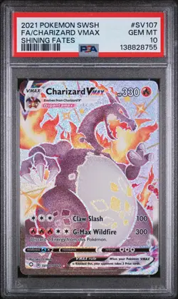 2021 POKEMON SWORD & SHIELD SHINING FATES #SV107 FULL ART/CHARIZARD VMAX PSA 10 - Image 1