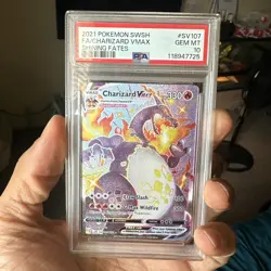 2021 POKEMON SWORD & SHIELD SHINING FATES #SV107 FULL ART/CHARIZARD VMAX PSA 10 - Image 1