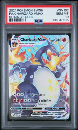 2021 POKEMON SWORD & SHIELD SHINING FATES #SV107 FULL ART/CHARIZARD VMAX PSA 10 - Image 1