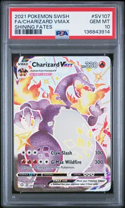 2021 POKEMON SWORD & SHIELD SHINING FATES #SV107 FULL ART/CHARIZARD VMAX PSA 10 - Image 1