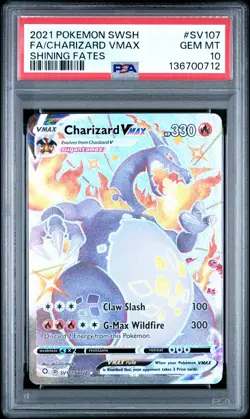 2021 POKEMON SWORD & SHIELD SHINING FATES #SV107 FULL ART/CHARIZARD VMAX PSA 10 - Image 1
