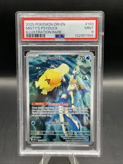 2025 POKEMON DRI EN-DESTINED RIVALS ILLUSTRATION RARE #193 MISTY'S PSYDUCK PSA 9 - Image 1
