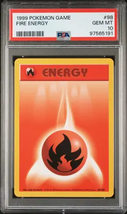 1999 POKEMON BASE SET UNLIMITED #98 FIRE ENERGY PSA 10 - Image 1