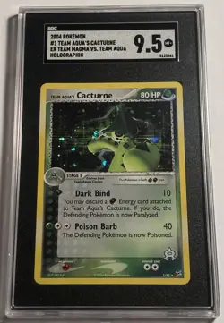 Team Aqua’s Cacturne 2004 Pokemon EX Team Magma VS. Team Aqua #1/95 SGC 9.5 MT+ - Image 1