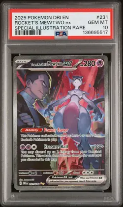 Pokemon 2025 Team Rocket's Mewtwo ex 231/182 SIR Destined Rivals GEM MINT PSA 10 - Image 1