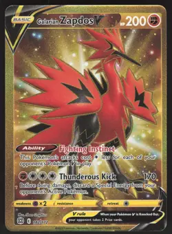 Galarian Zapdos V 182/172 Secret Rare Pokemon TCG Brilliant Stars NM - Image 1