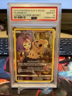 2019 POKEMON SUN & MOON COSMIC ECLIPSE SECRET #245 FULL ART/MIMIKYU PSA 10 - Image 1