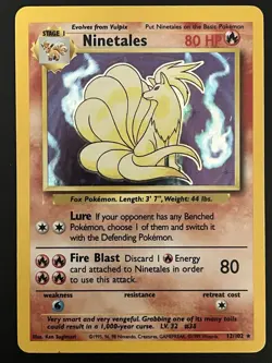 Pokemon TCG Ninetales 012/102 Base Set Holo Rare Light Play - Image 1