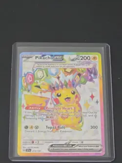 2024 Pokemon Pikachu ex Trading Card HP200 Topaz Bolt 219/191 Resolute Heart - Image 1
