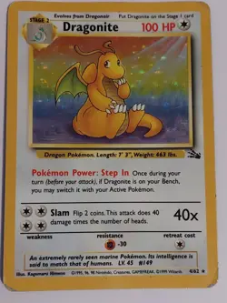 Pokemon TCG Dragonite 4/62 Fossil Unlimited Rare Holo Pokemon Card WOTC - Image 2