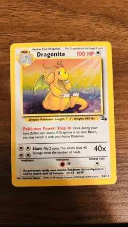 Pokemon TCG 1999 Fossil Dragonite Holo Rare Card Unlimited #4/62 Excellent Shape - Image 2