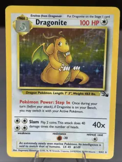 Pokemon TCG 1999 Fossil Dragonite Holo Rare Card Unlimited #4/62 Vintage HP - Image 1