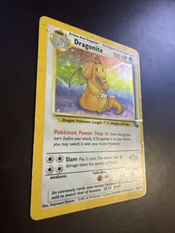 Pokemon TCG 1999 Fossil Dragonite Holo Rare Card Unlimited #4/62 Vintage - Image 3