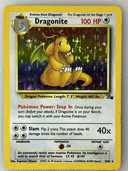 Pokemon TCG Dragonite 4/62 Fossil Unlimited Rare Holo Pokemon Card WOTC - Image 1