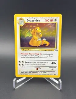 Pokemon TCG 1999 Fossil Dragonite Holo Rare Card Unlimited #4/62 Vintage - Image 1