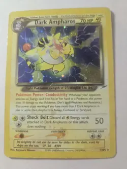 #2 Dark Ampharos 1/105 Neo Destiny 2000 Holo Rare WOTC Pokemon TCG DAMAGED - Image 1