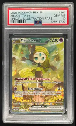 2025 Pokemon SV Black Bolt Meloetta ex Special Illustration Rare #167/086 PSA 10 - Image 1