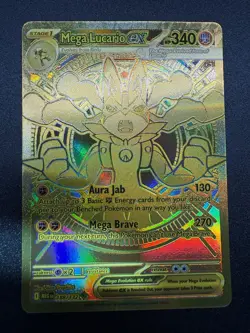 Mega Lucario ex 188/132 Hyper Rare Holo Gold Pokemon Card Mega Evolution ME01 - Image 1