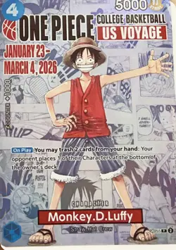 One Piece Monkey.D.Luffy US College Basketball Promo Card *SEALED* - Image 1