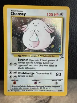 Pokemon TCG Chansey Base Set 2 Holo Unlimited Rare Card 3/130 NM - Image 1