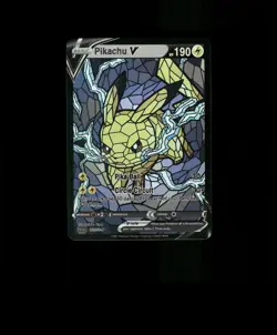 FAN-ART READ DESCRIPTION BELOW HOLO Pikachu Card Glass Pikachu Pokemon Card p1 - Image 1