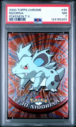 2000 TOPPS CHROME POKEMON T.V. #30 NIDORINA PSA 7 - Image 1