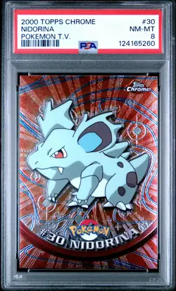 2000 TOPPS CHROME POKEMON T.V. #30 NIDORINA PSA 8 - Image 1