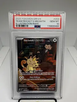 POKEMON PSA 10 2025 SV Destined Rivals Team Rocket's Meowth 203/182 IR - Image 1