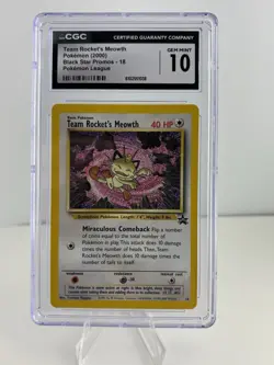 Team Rocket's Meowth 18/53 Wotc Black Star Promo Pokemon CGG 10 **GEM MINT** - Image 1