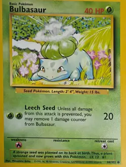 Bulbasaur - 44/102 - Pokemon Base Set Unlimited Card WOTC - Image 2