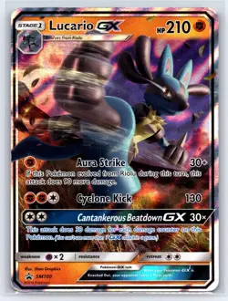 Pokemon TCG Pokemon Lucario GX Lucario Promo Holo SM100 Sun & Moon - Image 1