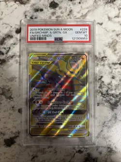 2019 POKEMON SUN & MOON UNIFIED MINDS FA/GARCHOMP & GIRATINA GX #228 PSA 10 - Image 1