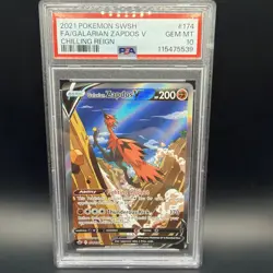 Pokemon Galarian Zapdos V TCG Chilling Reign Alternative Art Card 174/198 PSA 10 - Image 1