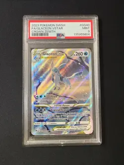 Pokemon TCG Glaceon VSTAR Full Art Crown Zenith Galarian Gallery GG40/GG70 PSA 9 - Image 1
