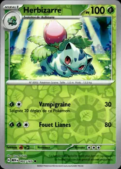 Carte Pokemon REVERSE Herbizarre 002/165 MEW Ecarlate Violet Pokemon 151 FR NEUF - Image 1