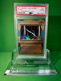 2017 MAGIC THE GATHERING AMONKHET DIVERT MASTERPIECE FOIL PSA 9 SCRATCHED CASE - Image 1